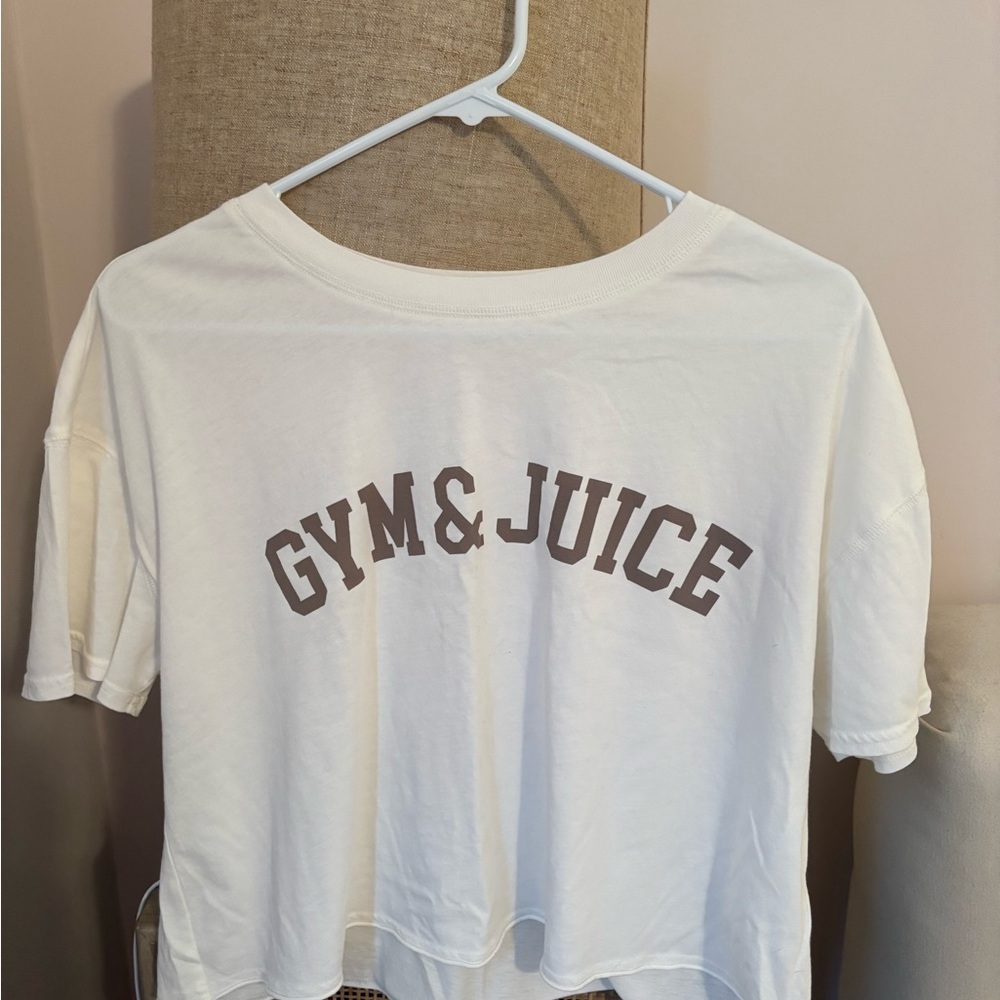 Z Supply White Crop Top with Gray Print
